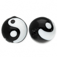 Abalorios de vidrio Yin & Yang Negro-blanco