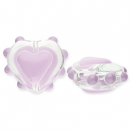 Abalorios de vidrio coraz&oacute;n Transparente-lila