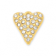 Colgantes Acero Inox coraz&oacute;n con strass Dorado-transparente