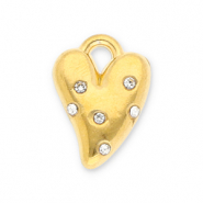 Colgantes Acero Inox corazón con strass Dorado-transparente