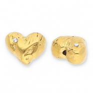 Abalorios Acero Inox corazón con strass Dorado-transparente