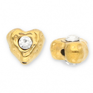 Abalorios Acero Inox corazón con strass Dorado-transparente