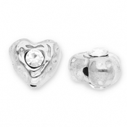 Abalorios Acero Inox corazón con strass Plateado-transparente