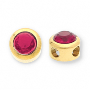 Abalorios Acero Inox disco con strass Dorado-rosa oscuro