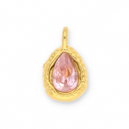 Colgantes Acero Inox gota con faceta Dorado-rosa claro