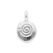 Colgantes met&aacute;licos &oacute;valo con espiral Plateado