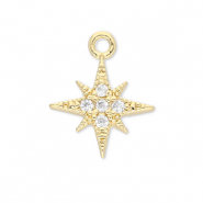 Metal TQ lat&oacute;n colgante estrella Dorado-transparente