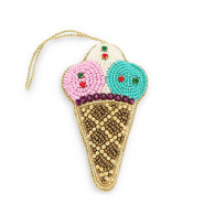 Colgantes trendy helado Marr&oacute;n-multicolor-dorado