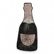 Colgantes llamativos con strass botella champagne Negro-dorado rosa-cristal