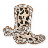 Colgantes llamativos con strass bota vaqueras con estampado leopardo Cristal-beige-marr&oacute;n