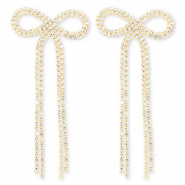 Metal TQ lat&oacute;n pendiente con strass lazo Dorado-cristal