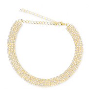 Metal TQ latón gargantilla con strass Dorado-cristal