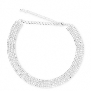 Metal TQ latón gargantilla con strass Plateado-cristal
