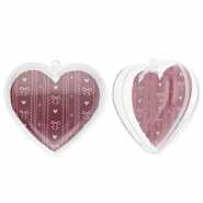 Adorno transparente coraz&oacute;n Transparente-vino tinto frutos rojos-rosa claro