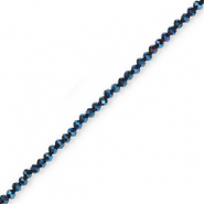 Abalorios faceteados 4x3 mm disco Azul oscuro-revestimiento de brillo perlado