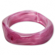 Pulseras bangle de resina Morado berenjena-blanco