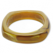 Pulseras bangle de resina Verde oliva-marrón-blanco
