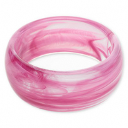 Pulseras bangle de resina Morado berenjena-blanco