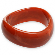 Pulseras bangle de resina Rojo &oacute;xido-blanco