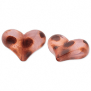 Abalorios acr&iacute;licos coraz&oacute;n con puntos Beige-marr&oacute;n
