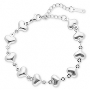 Pulseras Acero Inox coraz&oacute;n Plateado