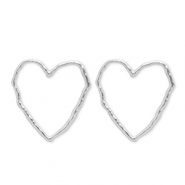 Pendientes Acero Inox corazón Plateado