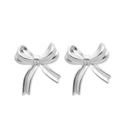 Pendientes Acero Inox lazo Plateado