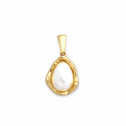 Colgantes Acero Inox con imitación de perlas Dorado-blanco