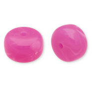 Abalorios acrílicos disco Rosa oscuro-blanco