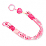 Cord&oacute;n para m&oacute;vil trendy con coraz&oacute;n Multicolor rosa-blanco-gris-beige