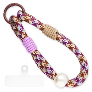 Cord&oacute;n para m&oacute;vil trendy incl. parche de sujeci&oacute;n P&uacute;rpura-marr&oacute;n-beige-gris-blanco marfil