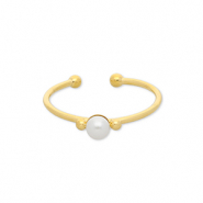 Anillos Acero Inox con perla Dorado-blanco