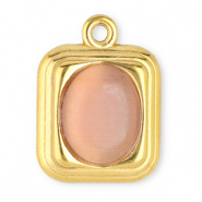 Colgantes Acero Inox rect&aacute;ngulo con piedra natural Ojo de gato Dorado-rosa vintage