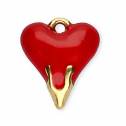 Colgantes Acero Inox corazón Dorado-rojo