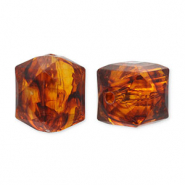 Abalorios acrílicos hexágono Naranja marrón