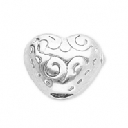 Abalorios acero inox coraz&oacute;n Plateado