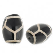 Piedras naturales abalorios Calcedonia grano de arroz Negro-beige arena