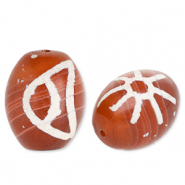 Piedras naturales abalorios Calcedonia grano de arroz Rojo caoba-blanco