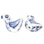 Abalorios de cer&aacute;mica pato Blancuzco-azul Delfts