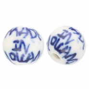 Abalorios de cer&aacute;mica 10mm "Made in Holland" Blancuzco-azul Delfts