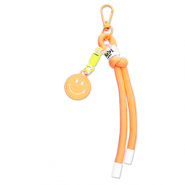 Llavero Smiley con cuerda Naranja neón-amarillo neón-blanco