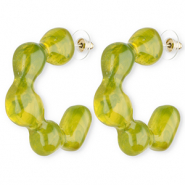 Pendientes trendy en resina Verde multicolor