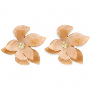 Pendientes trendy en resina flor Marrón mármol-dorado