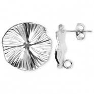 Fornituras acero inox pendientes flor con anilla Plateado