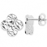 Fornituras acero inox pendientes tr&eacute;bol con flor con anilla Plateado