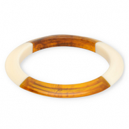 Pulseras bangle de resina Transparente marrón ámbar-blanco marfil