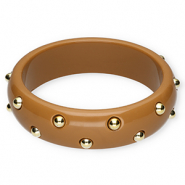 Pulseras bangle de resina con tachas Marrón-dorado