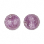 Abalorios acrílicos 12 mm redondos Púrpura-marrón-mármol