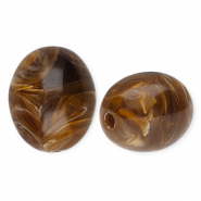 Abalorios acrílico óvalo Marrón-mármol