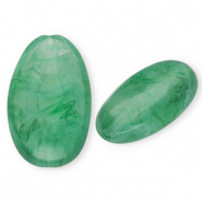 Abalorios acrílicos ovalado largo Verde oscuro-mármol